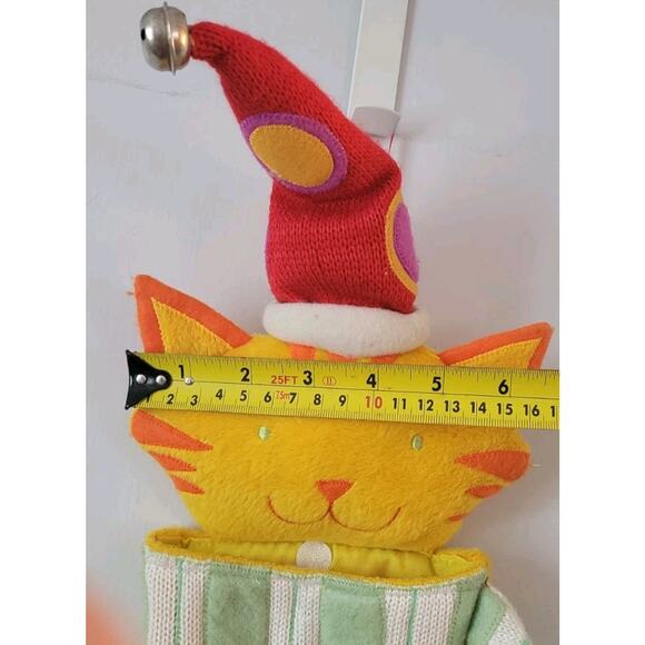 Ganz Cat Stocking Yellow Tabby in Christmas Hat Measures Approx. 26 In x 6.5 In - Picture 12 of 12